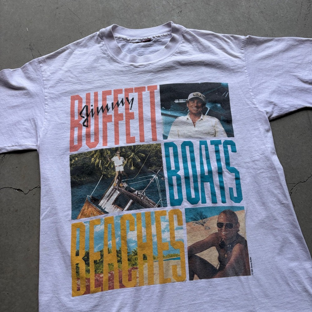 Vintage 1992 Jimmy Buffett Bars & Ballads Tour T-Shirt White Large Single Stitch